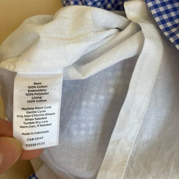 Talbots Sz 8P Blue Gingham Toucan Bird Embroidered Mini Skirt Preppy Fitted - Picture 15 of 16